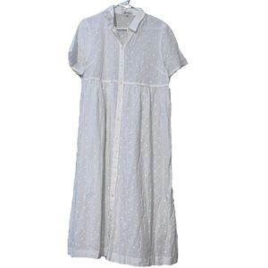 Madewell large women's dress white button front short sleeve sheer no pockets